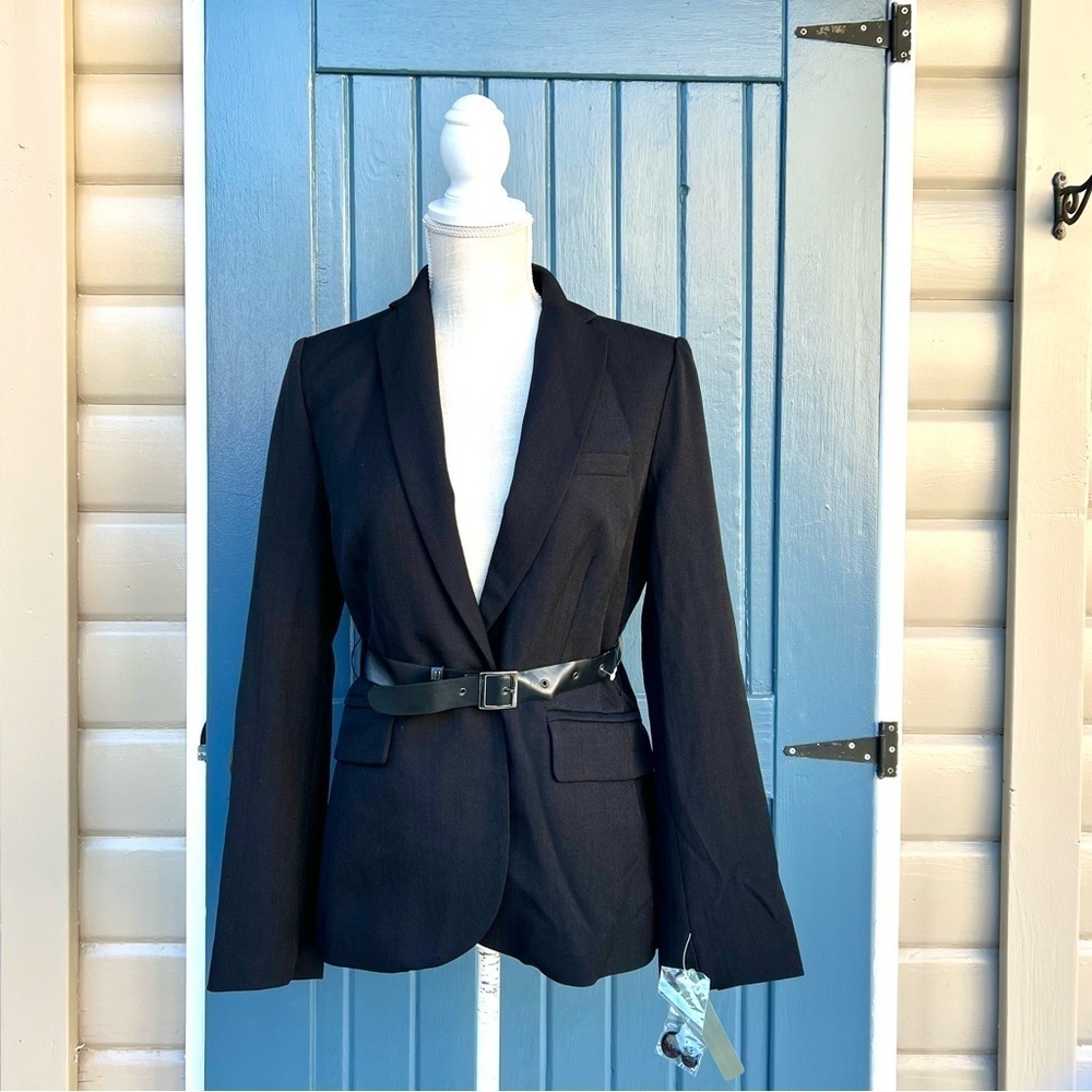 MNG Suit Blazer Jacket Black Women Size 8